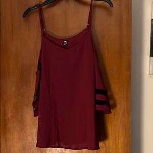 SHEIN Burgundy Cold Shoulder Blouse